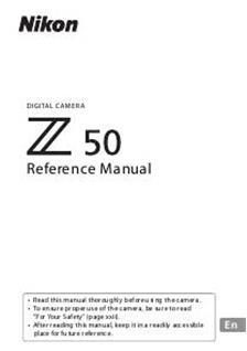 Nikon Z50 manual. Camera Instructions.